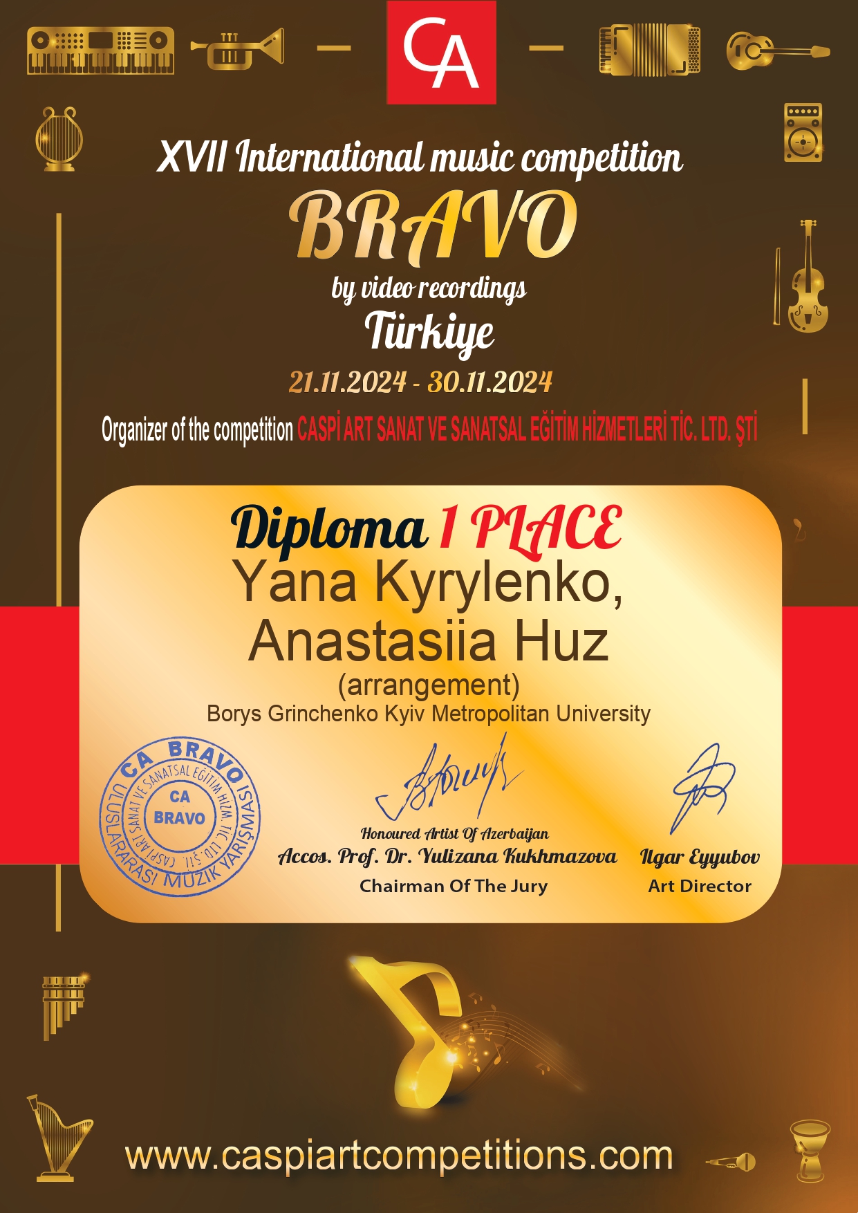 1 PLACE Yana Kyrylenko Anastasi